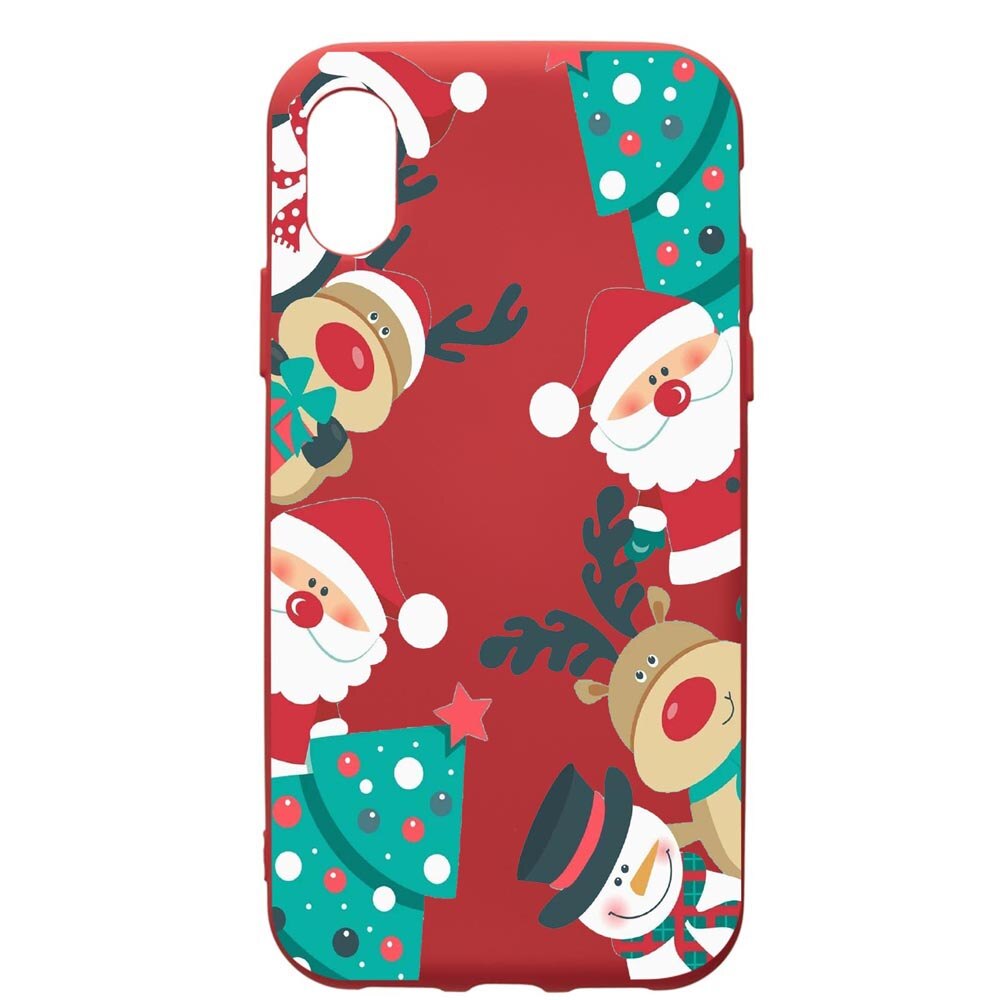 Husa de protectie Xiaomi Redmi 7A, Xmas, silicon, cu interiorul din material textil, protectie camera, Red, PR338
