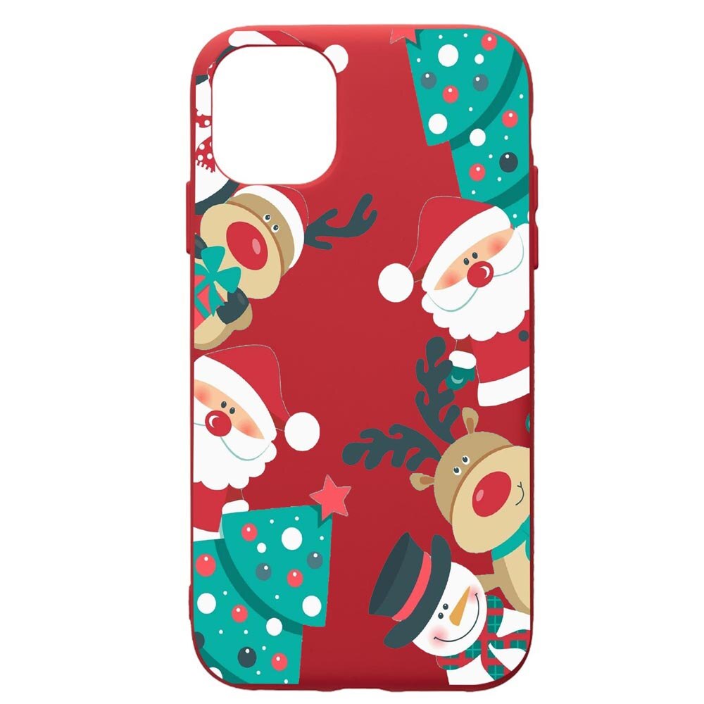 Husa de protectie Apple iPhone 11, Xmas, silicon, cu interiorul din material textil, protectie camera, Red, PR338