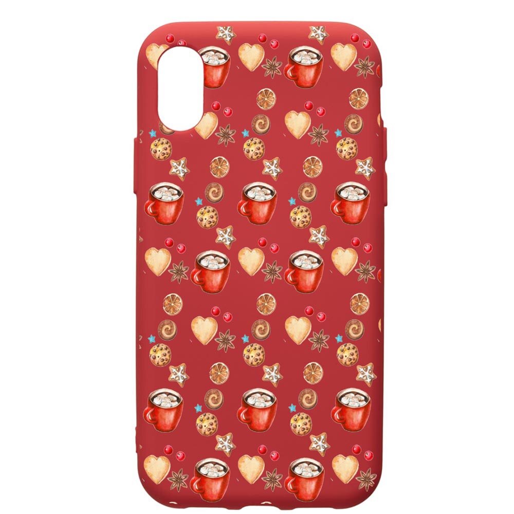 Husa de protectie Samsung Galaxy A01, Xmas Coffee, silicon, cu interiorul din material textil, protectie camera, Red, PR343