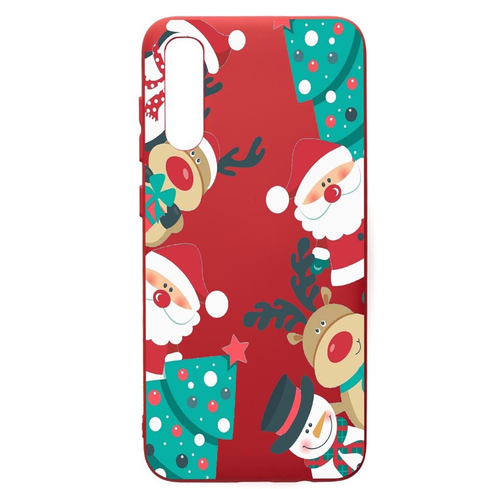 Husa de protectie Samsung Galaxy A70, Xmas, silicon, cu interiorul din material textil, protectie camera, Red, PR338