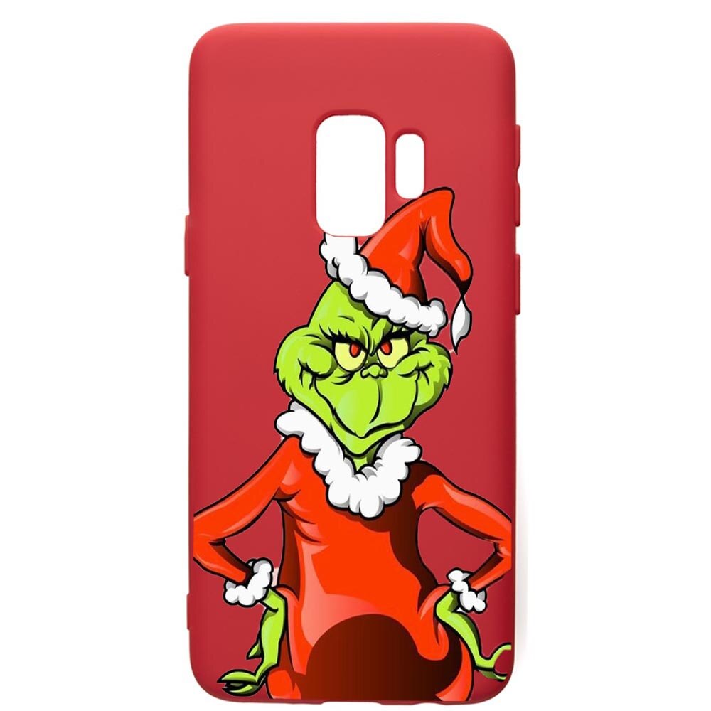 Husa de protectie Samsung Galaxy S9, Xmas Grinch, silicon, cu interiorul din material textil, protectie camera, Red, PR322