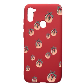Husa de protectie Samsung Galaxy A11, Xmas, silicon, cu interiorul din material textil, protectie camera, Red, PR339 Husa de protectie Samsung Galaxy A11, Xmas, silicon, cu interiorul din material textil, protectie camera, Red, PR339