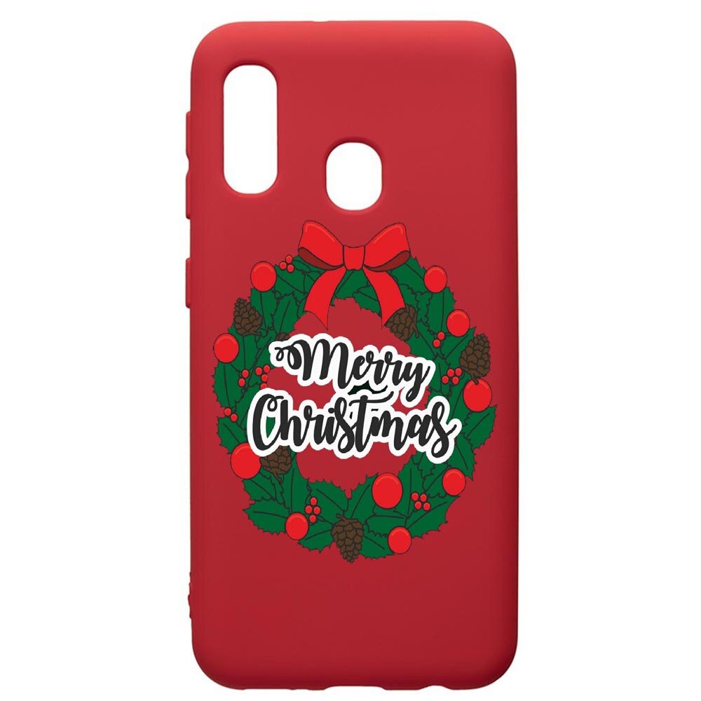Husa de protectie Samsung Galaxy A40, Merry Christmas, silicon, cu interiorul din material textil, protectie camera, Red, PR346