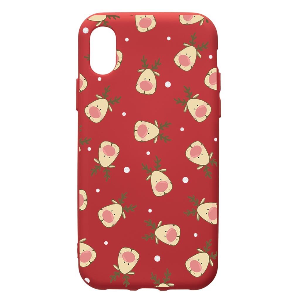 Husa de protectie Samsung Galaxy A01, Xmas Reindeer, silicon, cu interiorul din material textil, protectie camera, Red, PR349