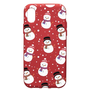Husa de protectie Huawei Y5 2019, Snowman, silicon, cu interiorul din material textil, protectie camera, Red, PR351 Husa de protectie Huawei Y5 2019, Snowman, silicon, cu interiorul din material textil, protectie camera, Red, PR351