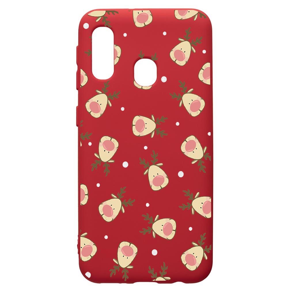Husa de protectie Samsung Galaxy A20E, Xmas Reindeer, silicon, cu interiorul din material textil, protectie camera, Red, PR349