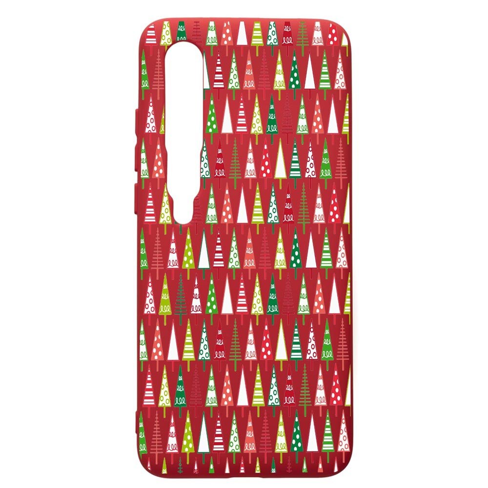 Husa de protectie Xiaomi Mi 10 / Mi 10 Pro, Xmas Tree, silicon, cu interiorul din material textil, protectie camera, Red, PR340