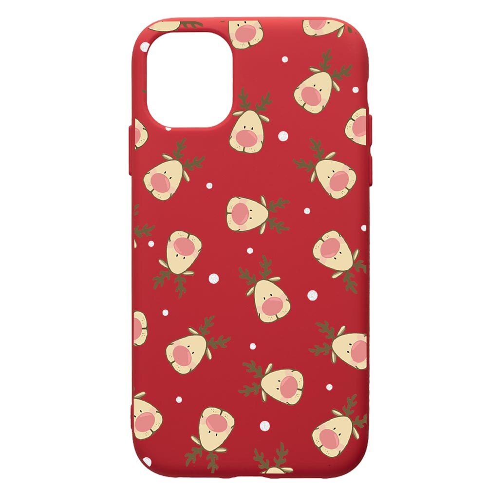Husa de protectie Apple iPhone 12 Mini, Xmas Reindeer, silicon, cu interiorul din material textil, protectie camera, Red, PR349