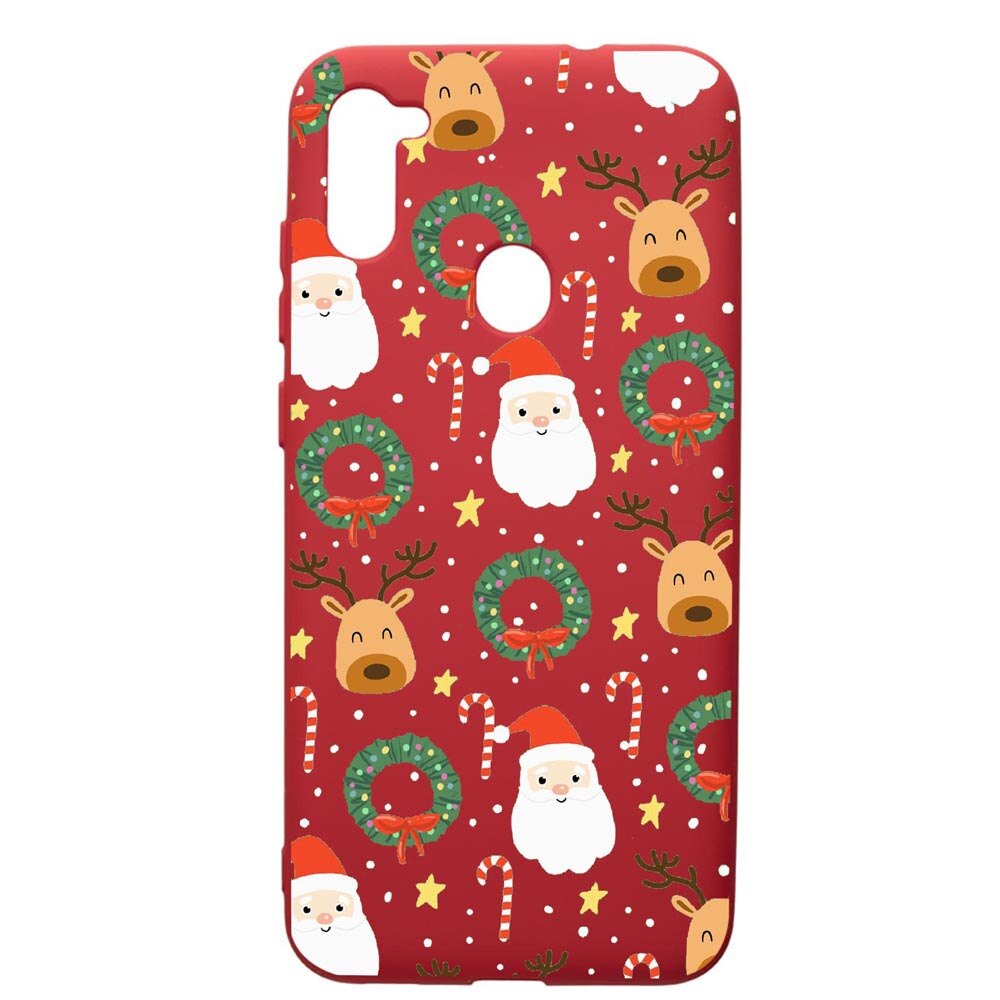 Husa de protectie Samsung Galaxy A11, Happy, silicon, cu interiorul din material textil, protectie camera, Red, PR350