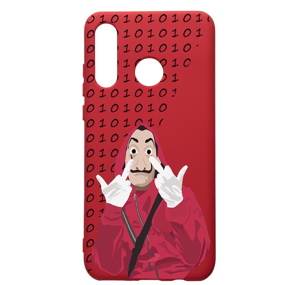 Husa de protectie Huawei P30 Lite, La Casa De Papel, silicon, cu interiorul din material textil, protectie camera, Red, PR297