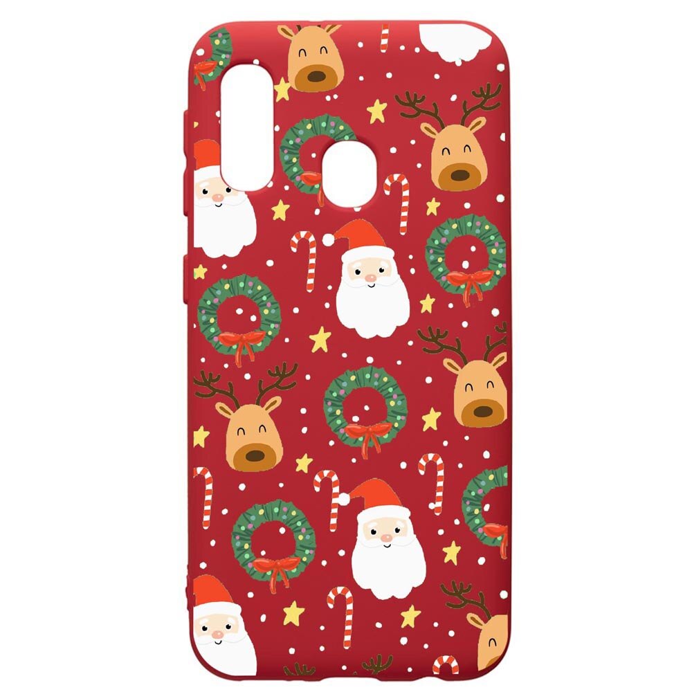 Husa de protectie Samsung Galaxy A40, Happy, silicon, cu interiorul din material textil, protectie camera, Red, PR350