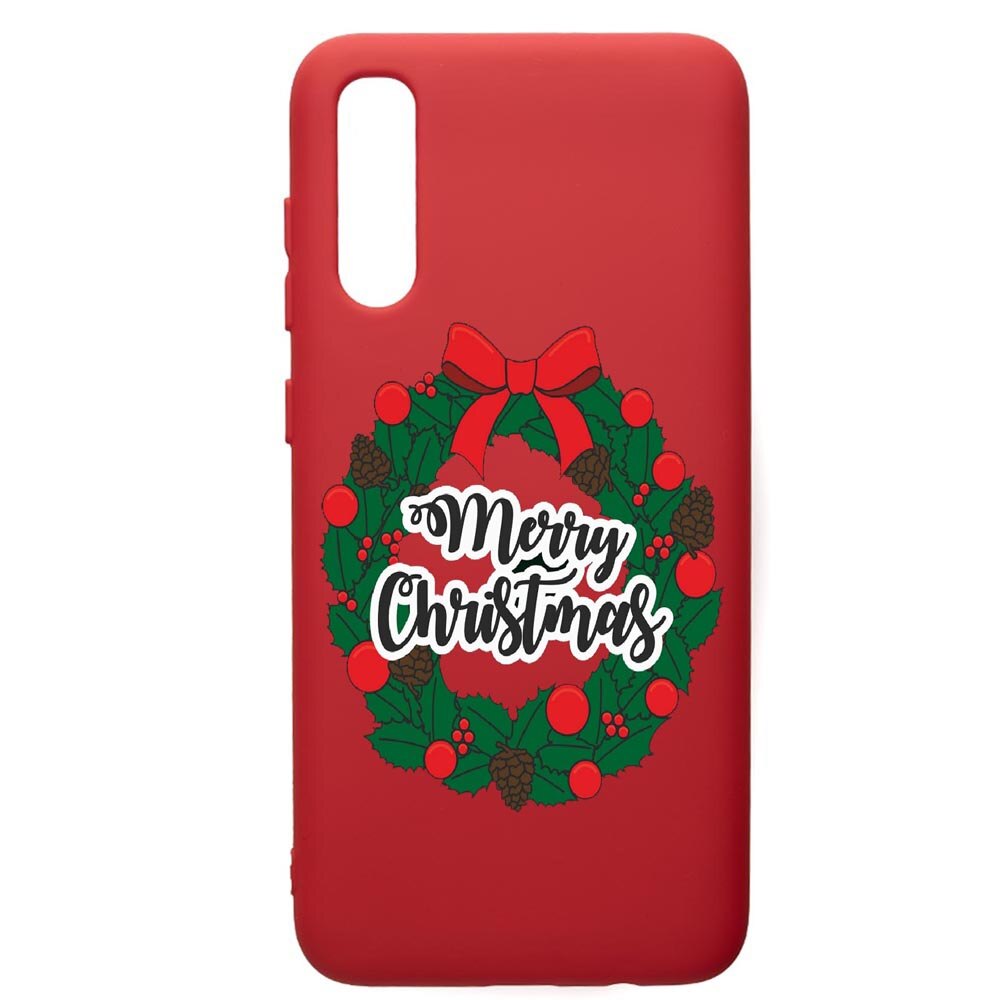 Husa de protectie Samsung Galaxy A50, Merry Christmas, silicon, cu interiorul din material textil, protectie camera, Red, PR346