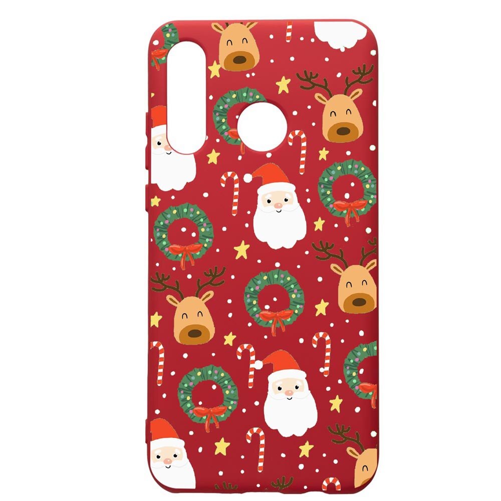 Husa de protectie Huawei P30 Lite, Happy, silicon, cu interiorul din material textil, protectie camera, Red, PR350