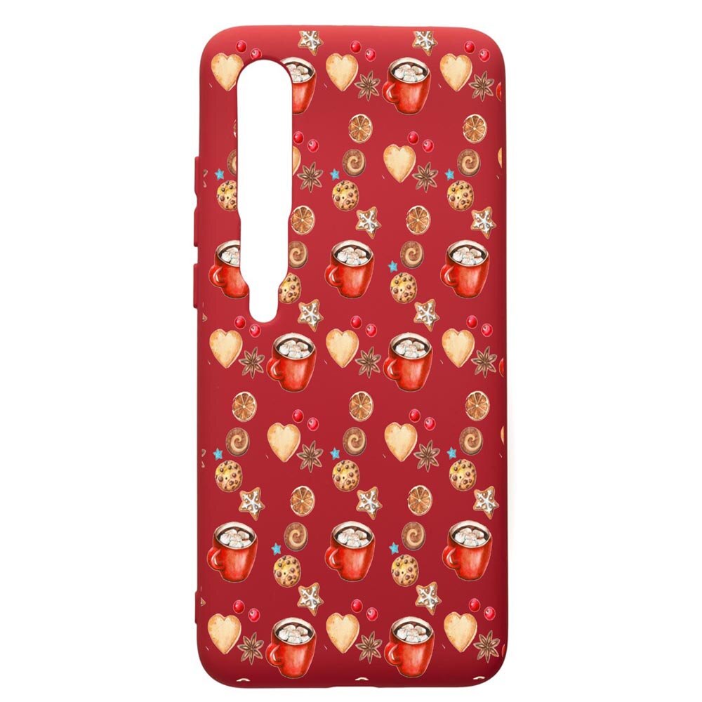 Husa de protectie Xiaomi Mi 10 / Mi 10 Pro, Xmas Coffee, silicon, cu interiorul din material textil, protectie camera, Red, PR343