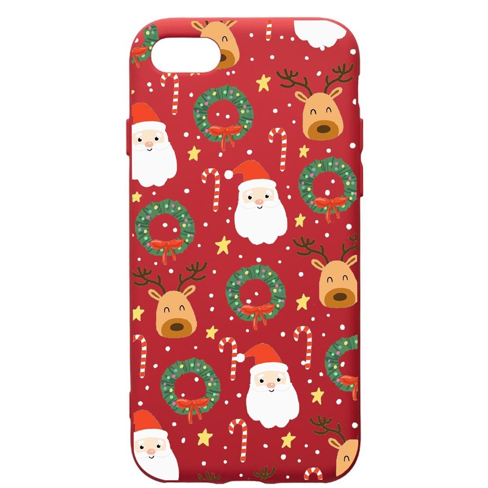 Husa de protectie Apple iPhone SE 2 / iPhone 8 / iPhone 7, Happy, silicon, cu interiorul din material textil, protectie camera, Red, PR350