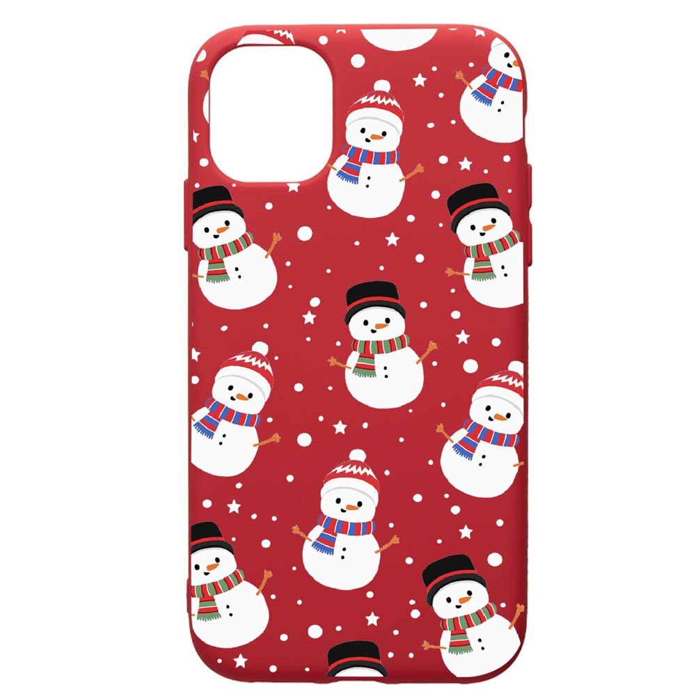 Husa de protectie Apple iPhone 12 Mini, Snowman, silicon, cu interiorul din material textil, protectie camera, Red, PR351