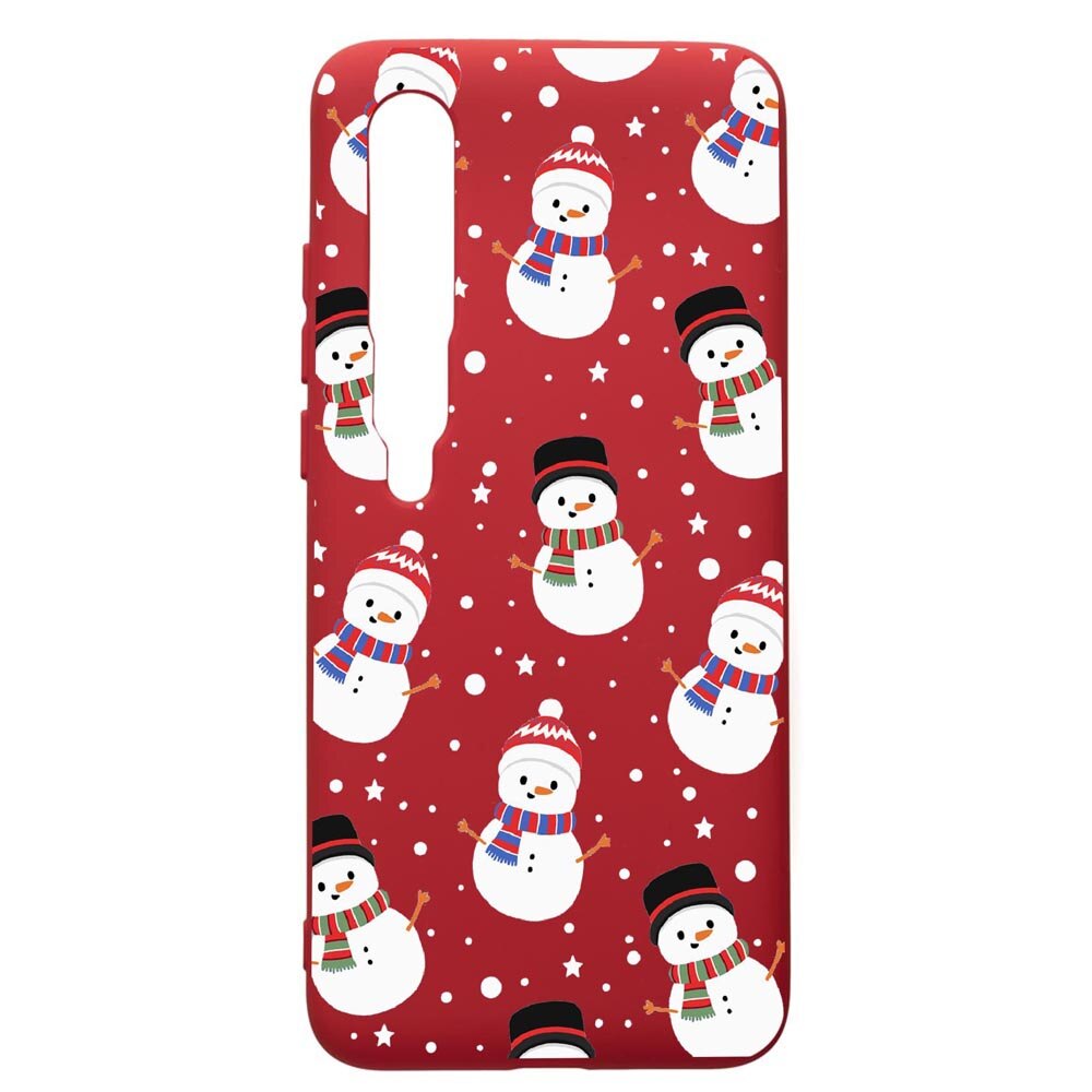 Husa de protectie Xiaomi Mi 10 / Mi 10 Pro, Snowman, silicon, cu interiorul din material textil, protectie camera, Red, PR351