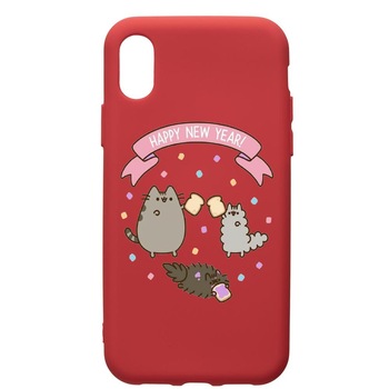 Husa de protectie Samsung Galaxy A10, Happy New Year, silicon, cu interiorul din material textil, protectie camera, Red, PR356 Husa de protectie Samsung Galaxy A10, Happy New Year, silicon, cu interiorul din material textil, protectie camera, Red, PR356