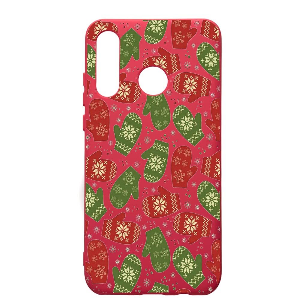 Husa de protectie Huawei P30 Lite, Winter, silicon, cu interiorul din material textil, protectie camera, Maroon, PM352