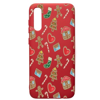 Husa de protectie Samsung Galaxy A70, Sweets, silicon, cu interiorul din material textil, protectie camera, Red, PR353 Husa de protectie Samsung Galaxy A70, Sweets, silicon, cu interiorul din material textil, protectie camera, Red, PR353