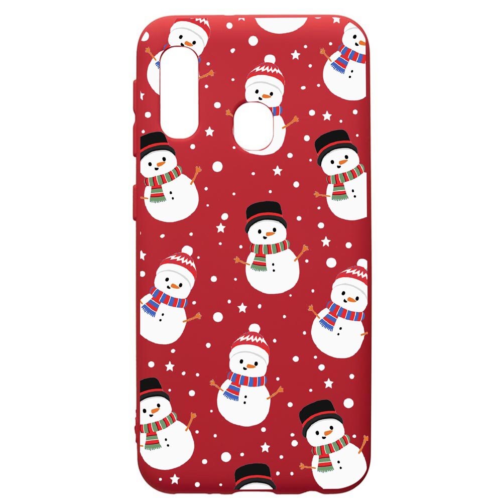 Husa de protectie Samsung Galaxy A20E, Snowman, silicon, cu interiorul din material textil, protectie camera, Red, PR351