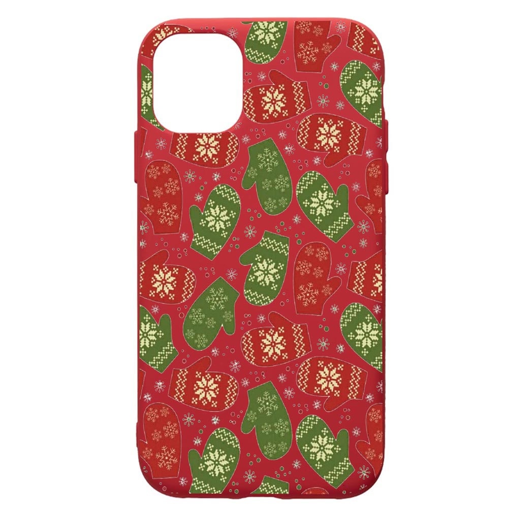 Husa de protectie Apple iPhone 11, Winter, silicon, cu interiorul din material textil, protectie camera, Red, PR352