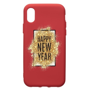 Husa de protectie Samsung Galaxy A10, Happy New Year, silicon, cu interiorul din material textil, protectie camera, Red, PR355 Husa de protectie Samsung Galaxy A10, Happy New Year, silicon, cu interiorul din material textil, protectie camera, Red, PR355