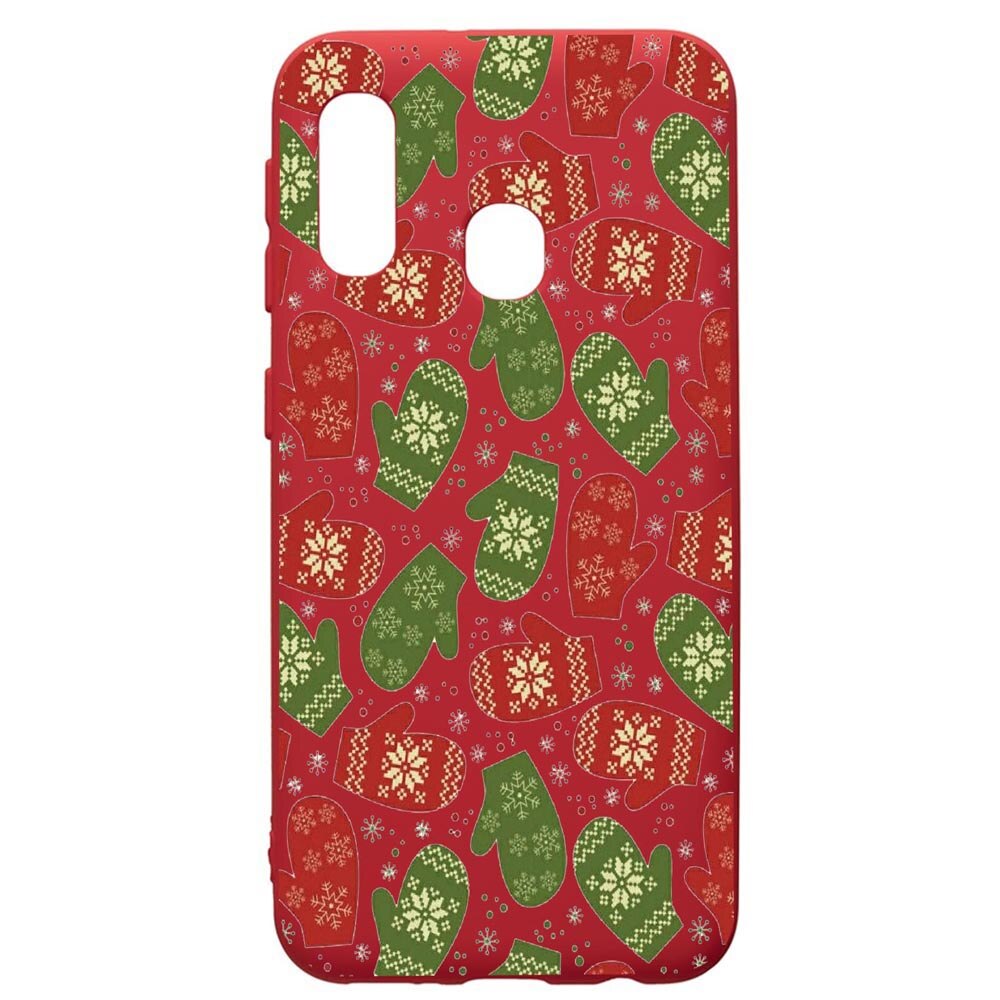 Husa de protectie Samsung Galaxy A40, Winter, silicon, cu interiorul din material textil, protectie camera, Red, PR352