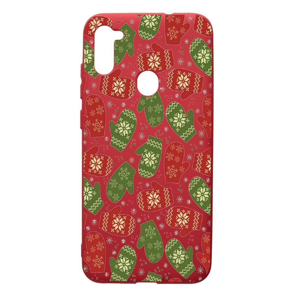 Husa de protectie Samsung Galaxy A11, Winter, silicon, cu interiorul din material textil, protectie camera, Red, PR352