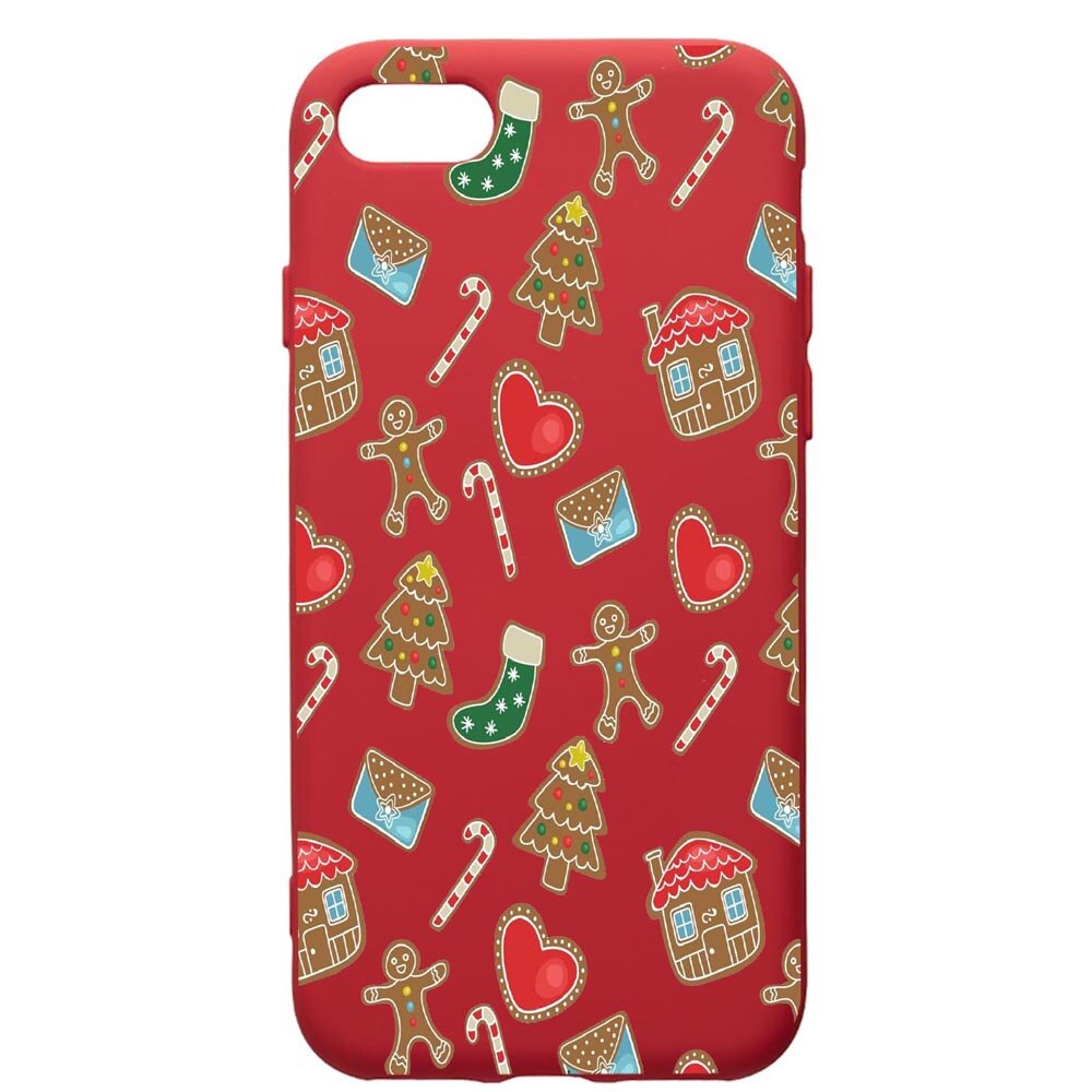 Husa de protectie Apple iPhone SE 2 / iPhone 8 / iPhone 7, Sweets, silicon, cu interiorul din material textil, protectie camera, Red, PR353