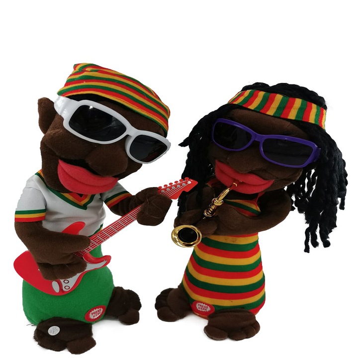 Set 2 cantareti afro, jucarii interactive pentru copii care canta si danseaza , inaltime 30 cm