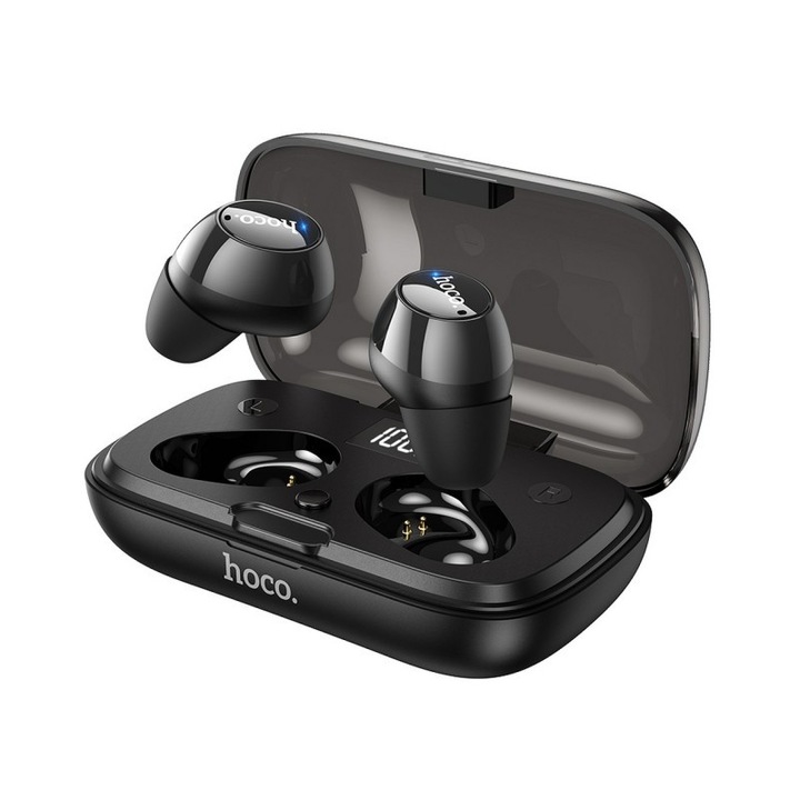 Hoco Delight vezeték nélküli fülhallgató, töltőtok LCD kijelzővel, fekete - Es52