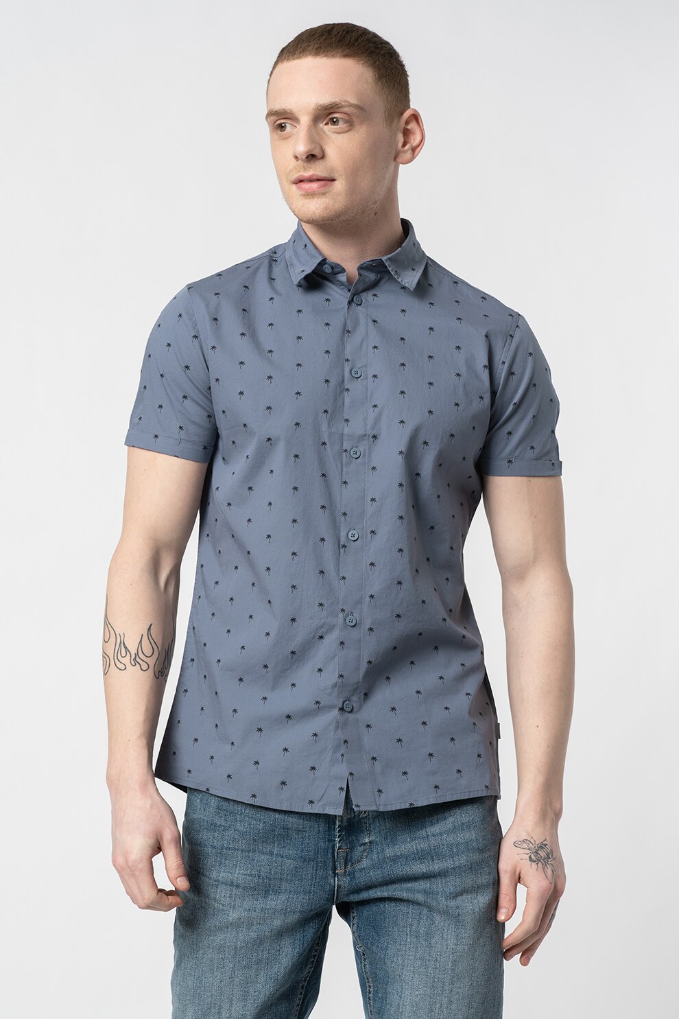 !Solid, Camasa slim fit Reed, Albastru inchis