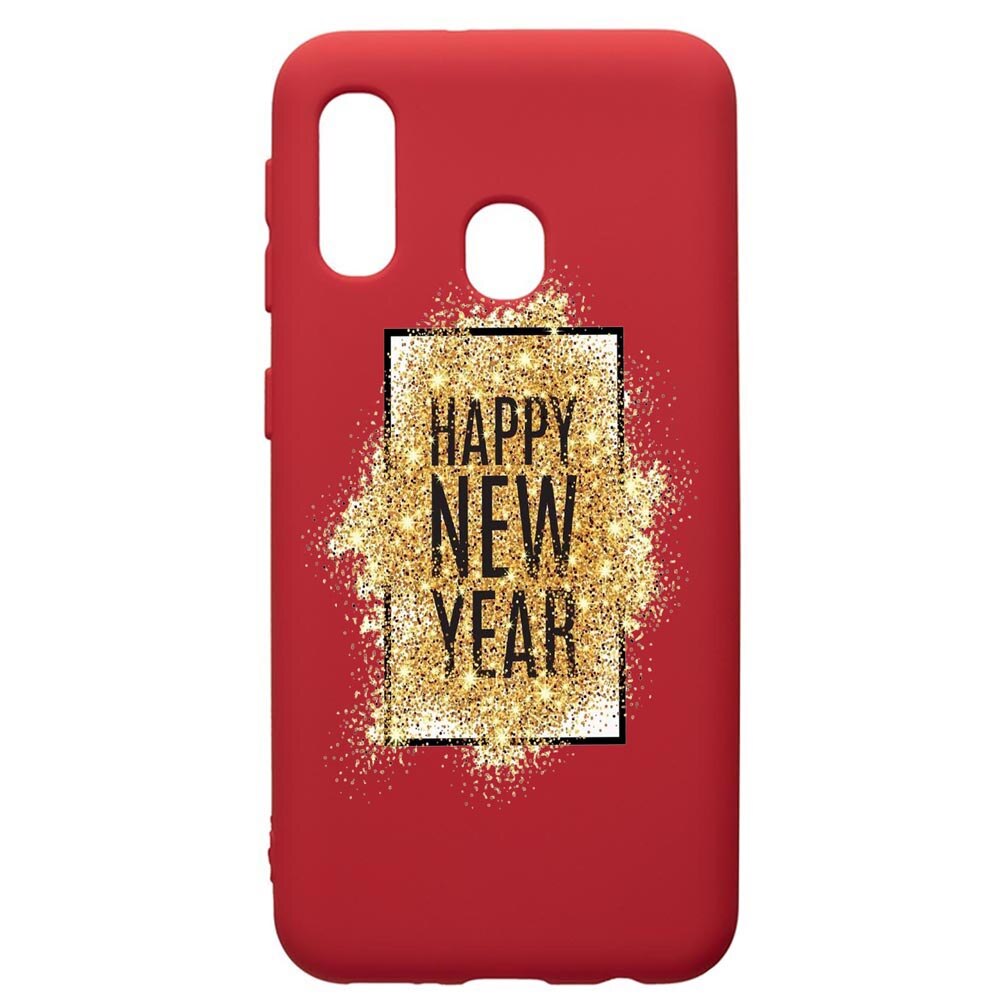 Husa de protectie Samsung Galaxy A40, Happy New Year, silicon, cu interiorul din material textil, protectie camera, Red, PR355