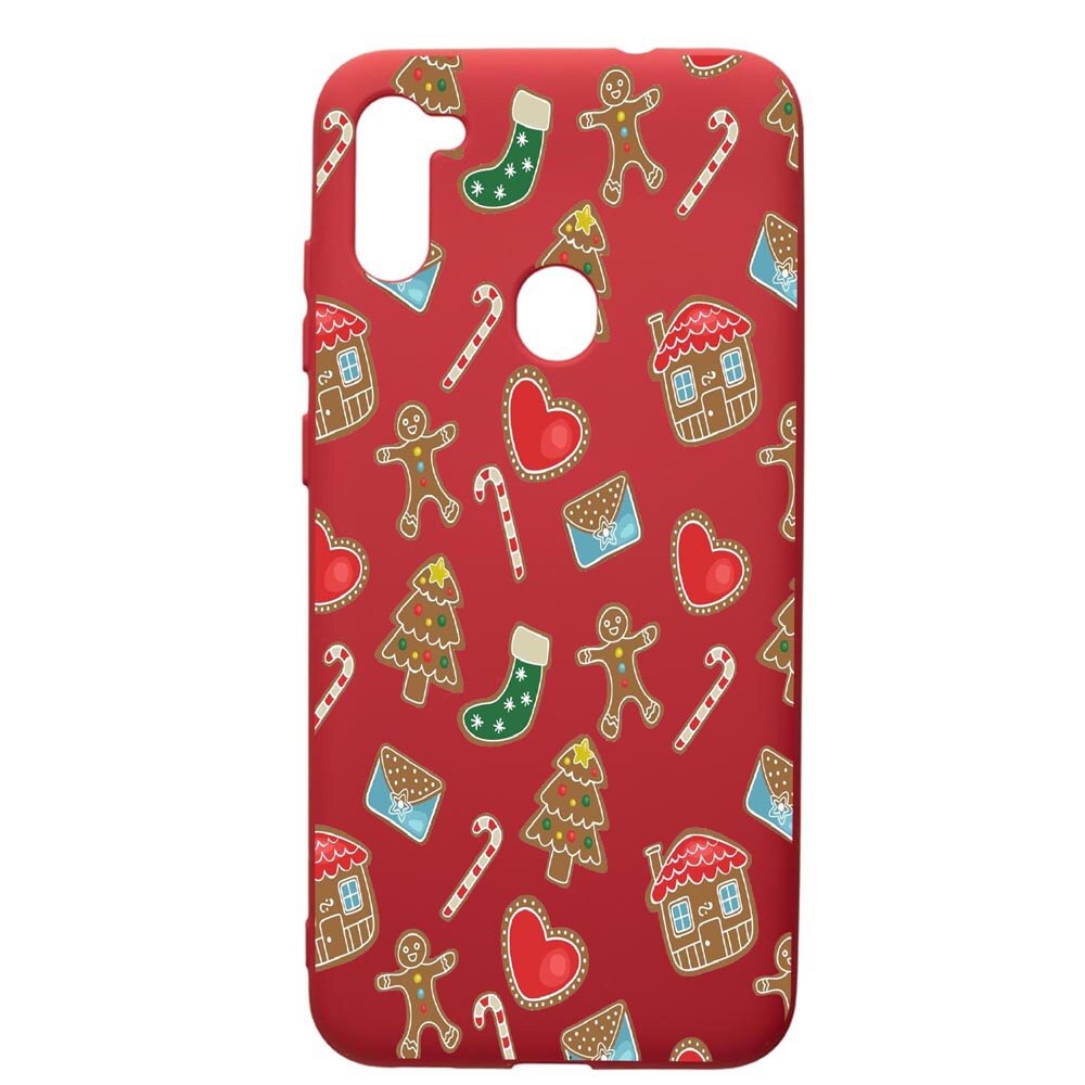 Husa de protectie Samsung Galaxy A11, Sweets, silicon, cu interiorul din material textil, protectie camera, Red, PR353