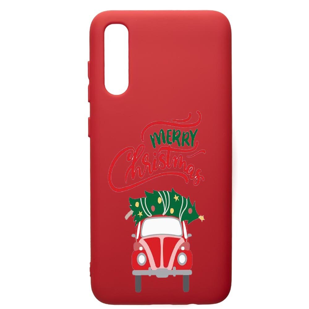 Husa de protectie Samsung Galaxy A70, Merry Xmas, silicon, cu interiorul din material textil, protectie camera, Red, PR357