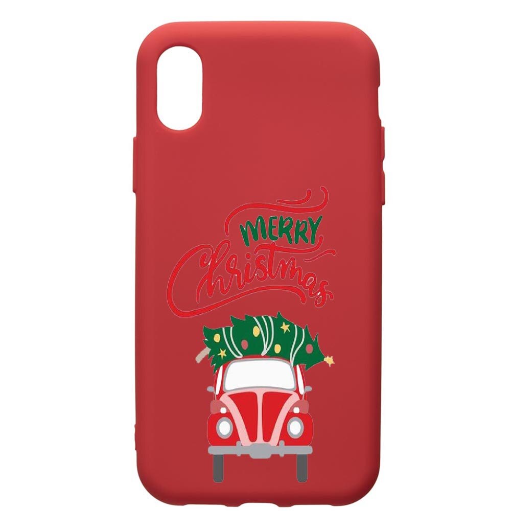 Husa de protectie Apple iPhone XR, Merry Xmas, silicon, cu interiorul din material textil, protectie camera, Red, PR357