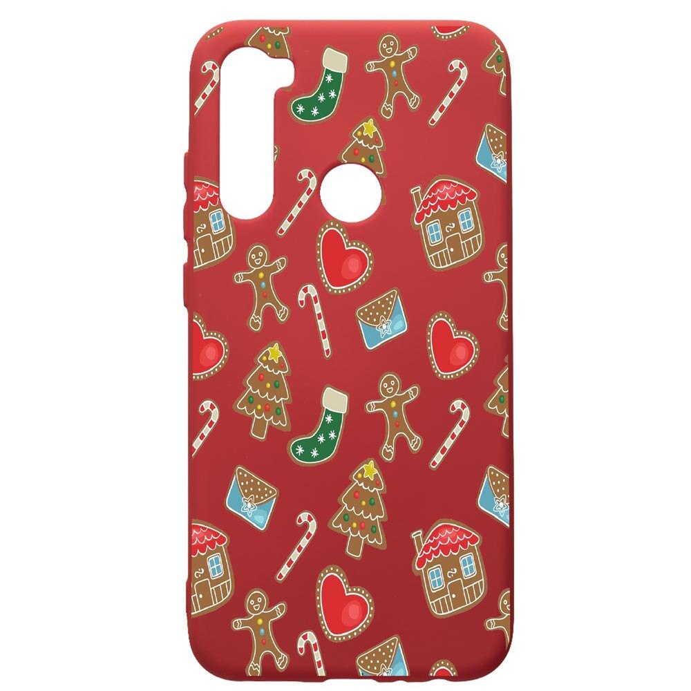 Husa de protectie Xiaomi Redmi Note 8, Sweets, silicon, cu interiorul din material textil, protectie camera, Red, PR353
