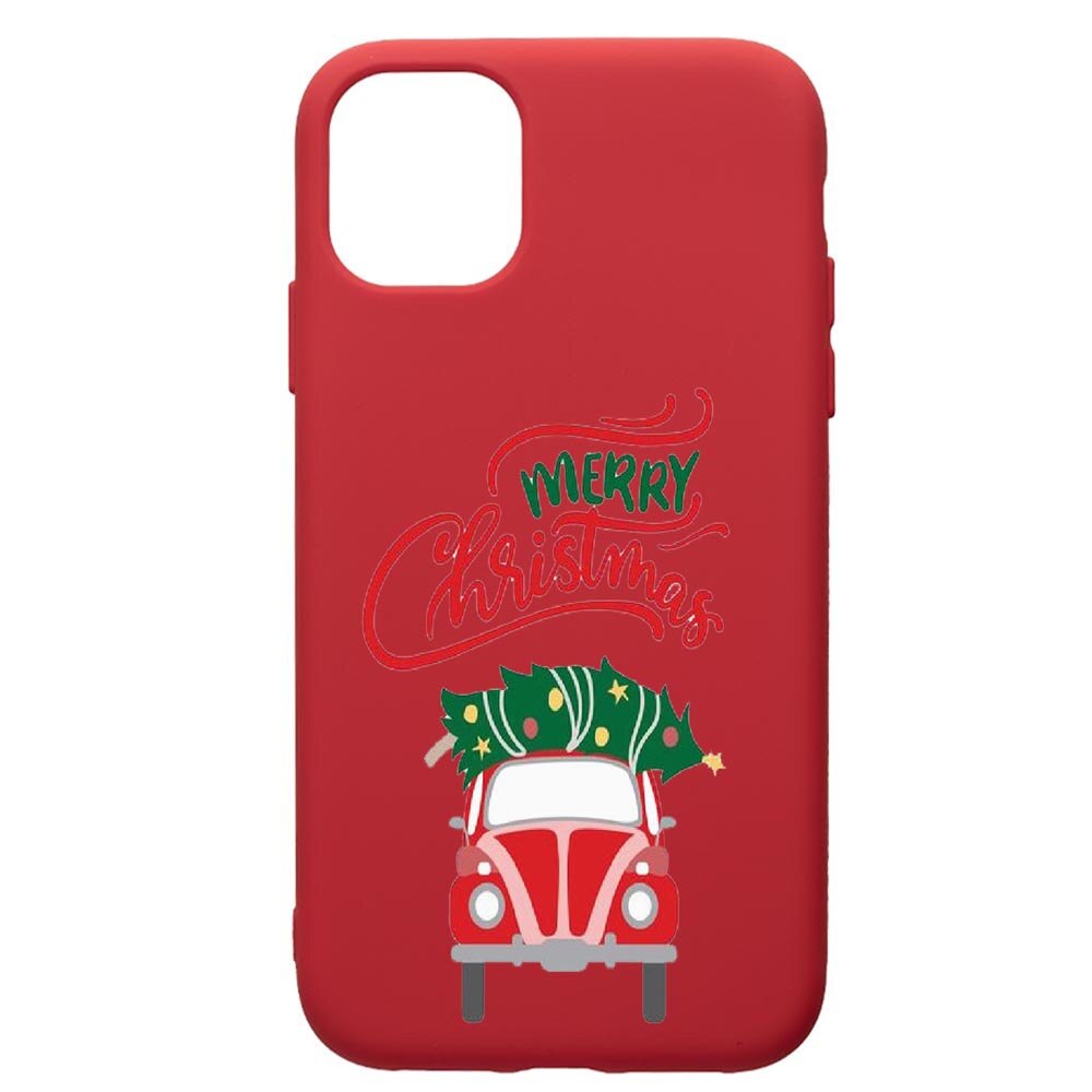 Husa de protectie Apple iPhone 11, Merry Xmas, silicon, cu interiorul din material textil, protectie camera, Red, PR357