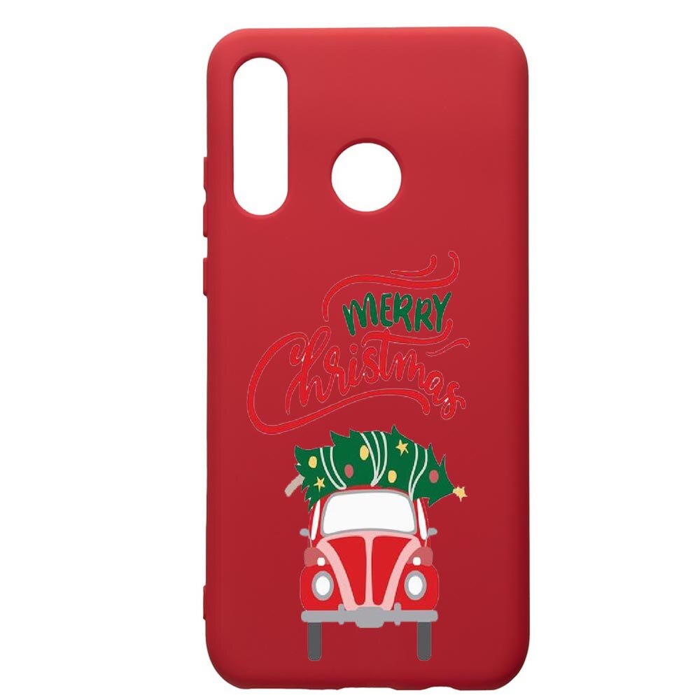 Husa de protectie Huawei P30 Lite, Merry Xmas, silicon, cu interiorul din material textil, protectie camera, Red, PR357