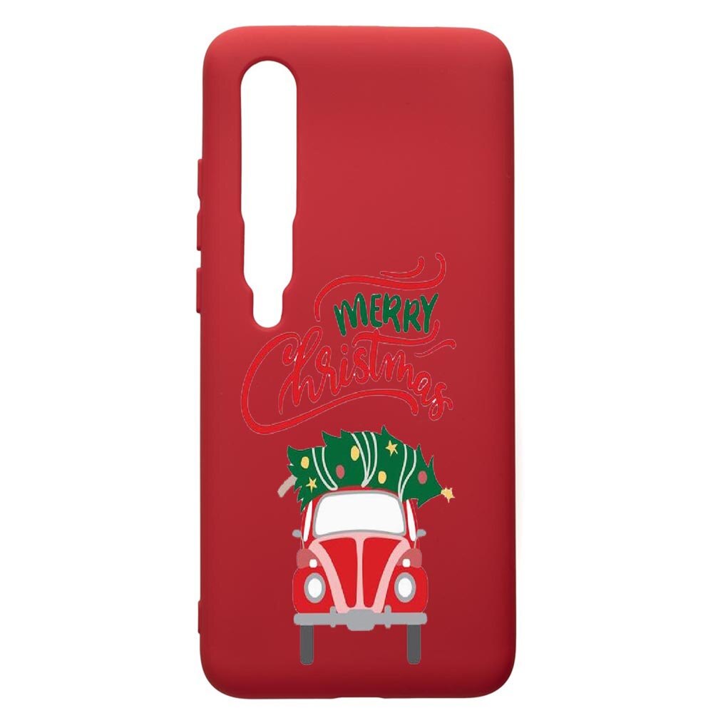 Husa de protectie Xiaomi Mi 10 / Mi 10 Pro, Merry Xmas, silicon, cu interiorul din material textil, protectie camera, Red, PR357