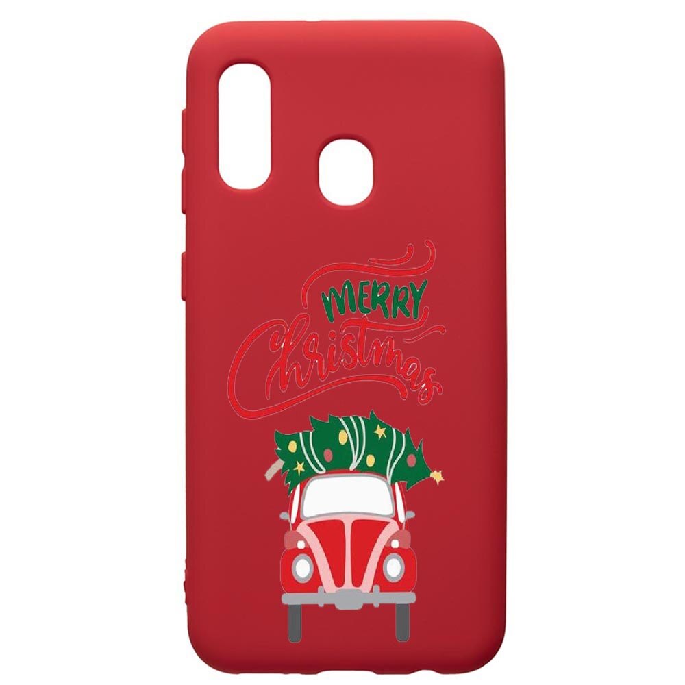 Husa de protectie Samsung Galaxy A20E, Merry Xmas, silicon, cu interiorul din material textil, protectie camera, Red, PR357