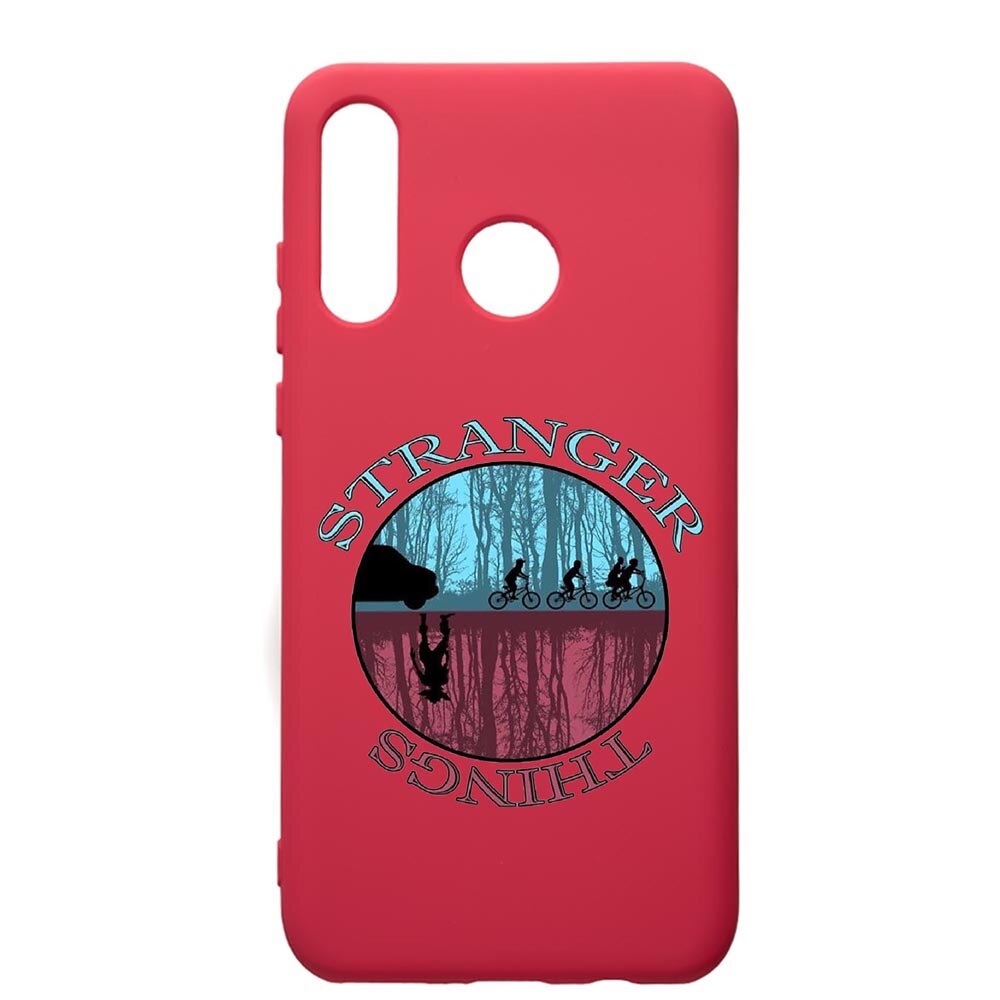 Husa de protectie Huawei P30 Lite, Stranger Things, silicon, cu interiorul din material textil, protectie camera, Maroon, PM368