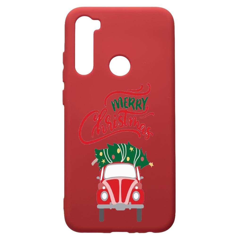 Husa de protectie Xiaomi Redmi Note 8, Merry Xmas, silicon, cu interiorul din material textil, protectie camera, Red, PR357