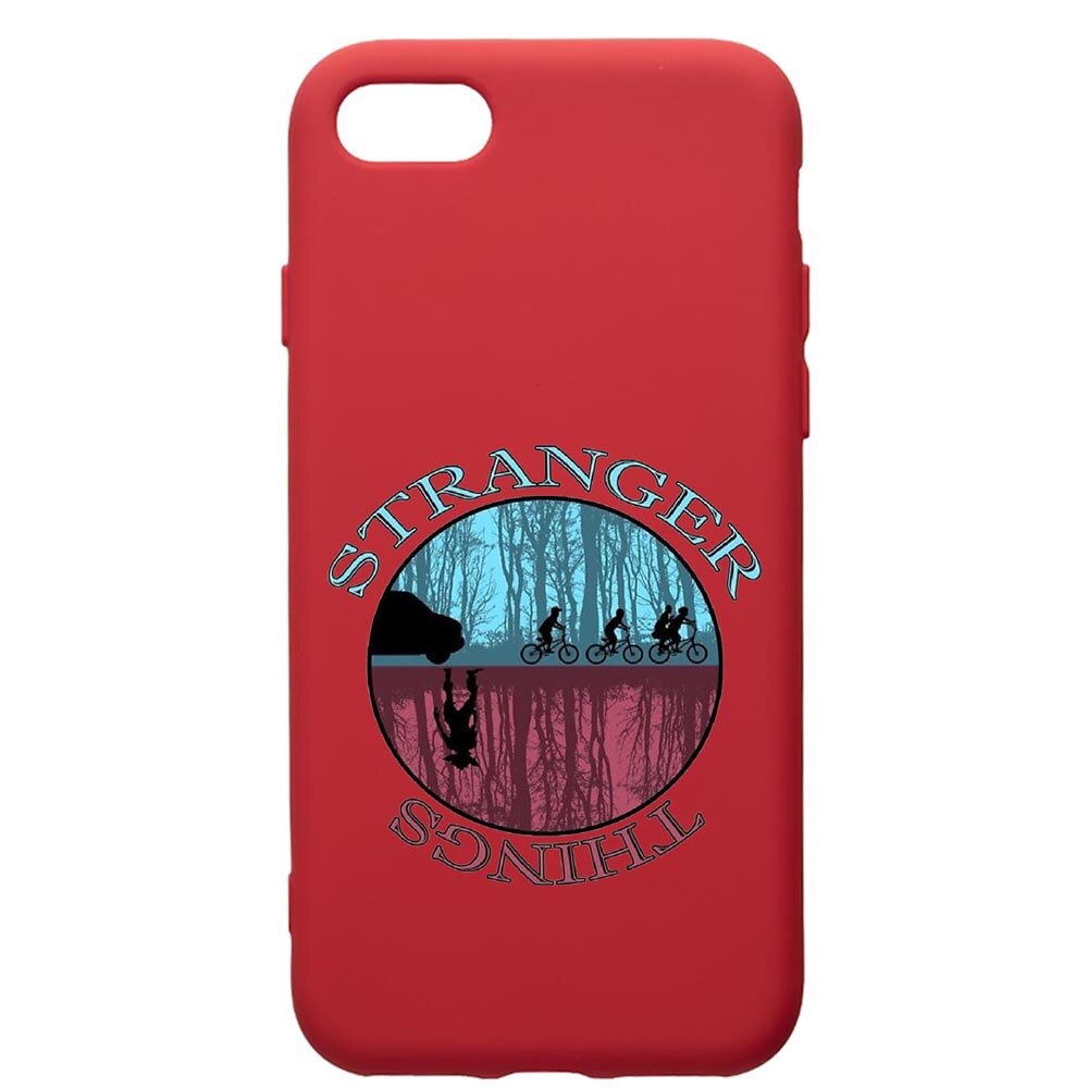 Husa de protectie Apple iPhone 8 Plus / iPhone 7 Plus, Stranger Things, silicon, cu interiorul din material textil, protectie camera, Red, PR368