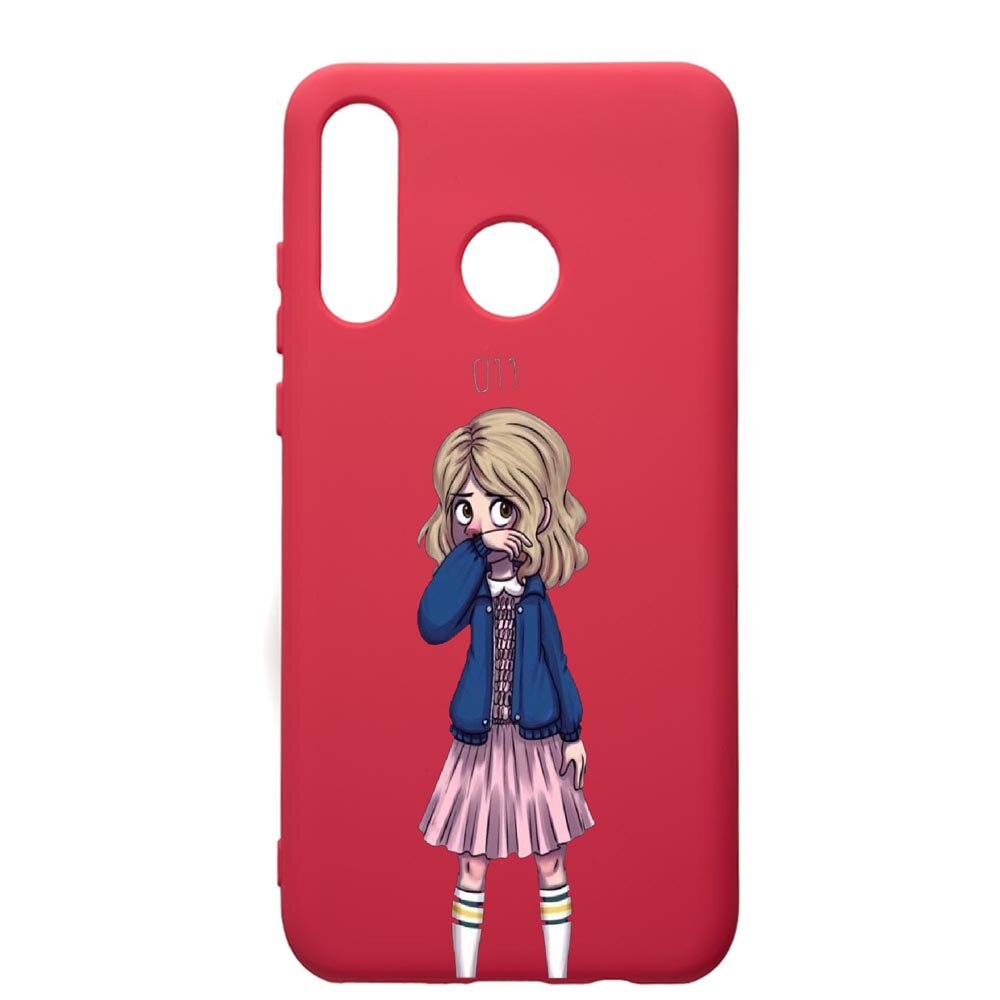 Husa de protectie Huawei P30 Lite, Stranger Things, silicon, cu interiorul din material textil, protectie camera, Maroon, PM371