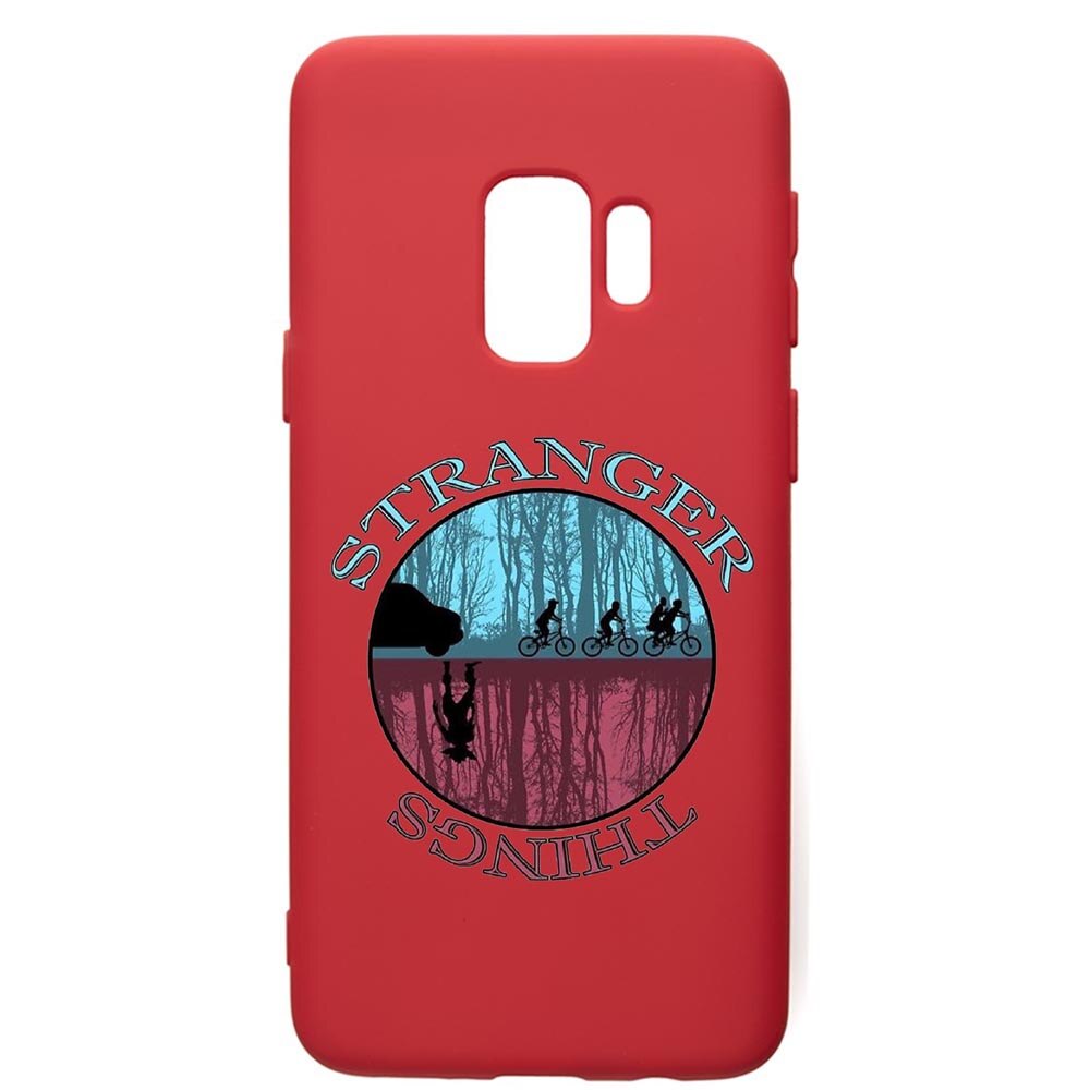 Husa de protectie Samsung Galaxy S9, Stranger Things, silicon, cu interiorul din material textil, protectie camera, Red, PR368