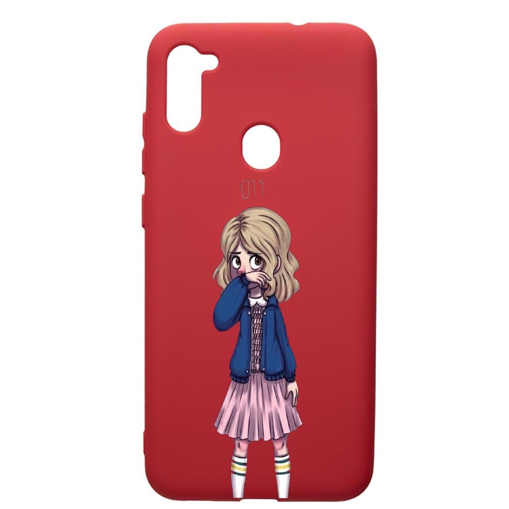 Husa de protectie Samsung Galaxy A11, Stranger Things, silicon, cu interiorul din material textil, protectie camera, Red, PR371
