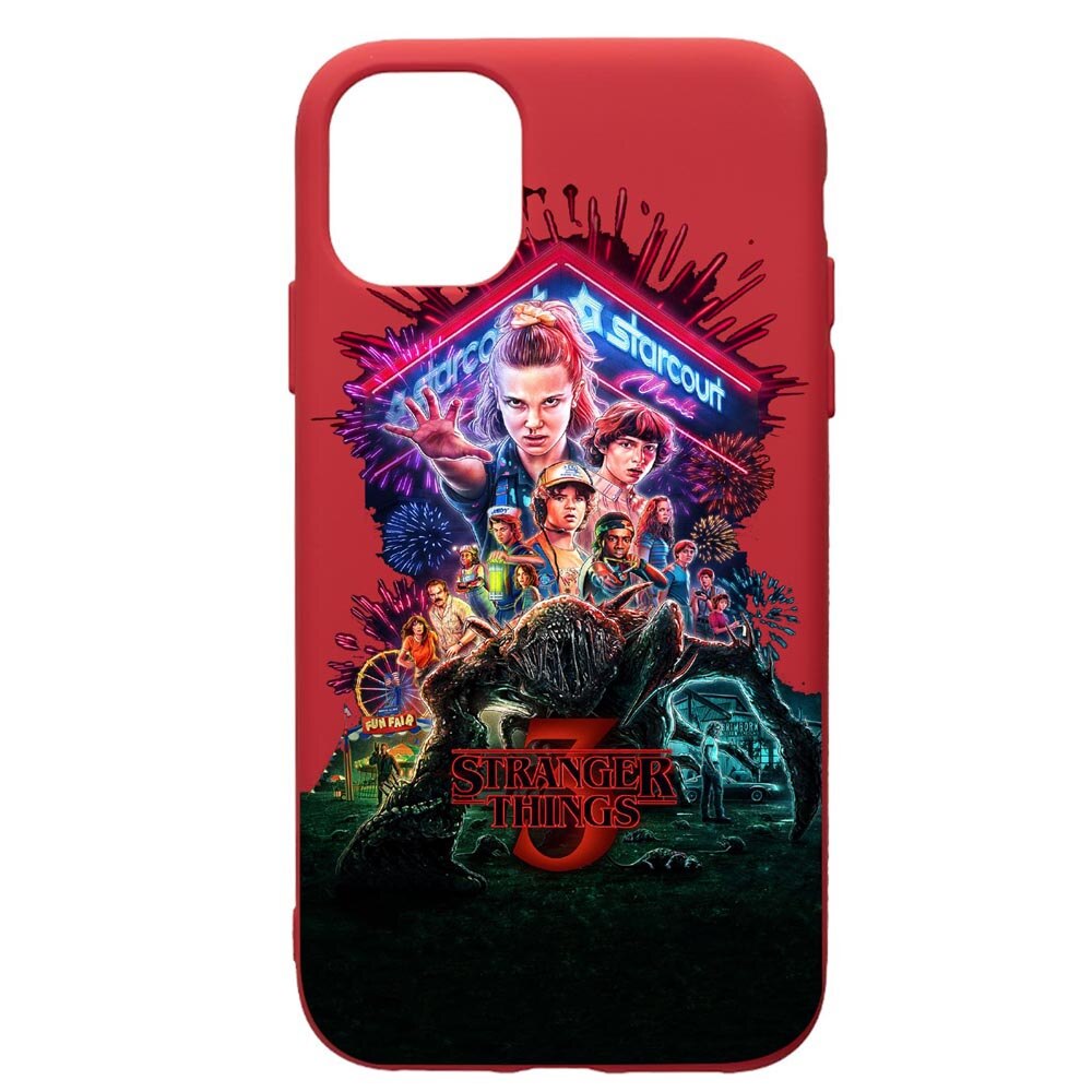 Husa de protectie Apple iPhone 12 Mini, Stranger Things, silicon, cu interiorul din material textil, protectie camera, Red, PR372