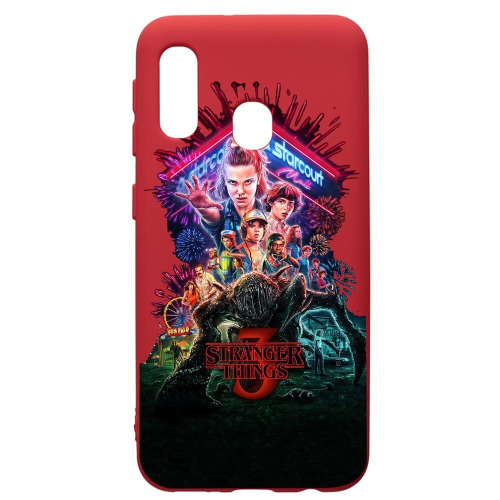 Husa de protectie Samsung Galaxy A40, Stranger Things, silicon, cu interiorul din material textil, protectie camera, Red, PR372